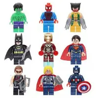 MaxPower 9kpl/setti Supersankari Batman Hulk -minihahmot Rakennuspalikkalelu LAHJA