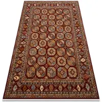 Rugsx Alfombra KESHAN franjas, Ornamento, marco oriental 7874/53588 burdeos 80x145 cm