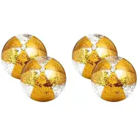 Tlily 4Pcs 16Inch Inflatable Beach Balls Gold Confetti Pool Balls for Swimming Pool for Adults Summer Birthday Party Gold