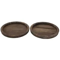 Semoic 2Pcs Rustic Wooden Tray Candle Holder - Small Decorative Plate Pillar Candle Tray Wood for Farmhouse Dining Table