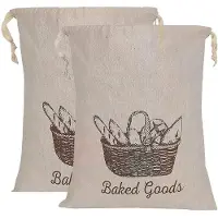 Jojomino Bread Bags For Homemade Bread 2 Pack-Linen Bread Bag Reusable Natural, Bread Loaf Bags, Reusable Produce Storage Bread