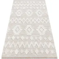 Rugsx Alfombra ECO SISAL MOROC 22319 rombos boho flecos - estructural beige / crema 175x270 cm