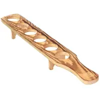 Semoic Wine Glasses Stand Wooden Drink Serving Tray with 6 Glasses Glass Cup Rack Tequila Glass Holder Serving Tray for Bar