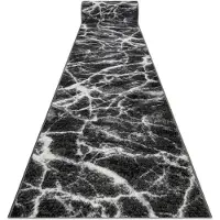 Rugsx Alfombra de pasillo BCF MORAD Mármol antracita / negro 70 cm 70x190 cm