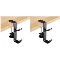 Typecat 2 Piece Adjustable Table Side Hook, Gaming Headset Table Hanger Backpack Storage, Hook Stand Without Drilling,Black