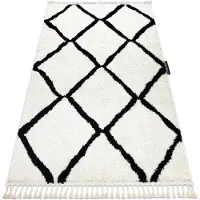 Rugsx Alfombra BERBER Cuadriculado blanco Franjas Bereber Marroquí Shaggy 240x330 cm