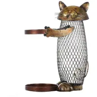 Melitt Kitten Red Wine Rack Money Pot Storage Home Decoration Wrought Iron Wine Rack Christmas Gift Animal Wine Rack