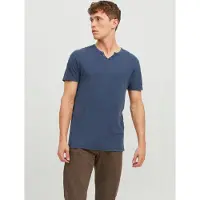 Jack & Jones Jjesplit Neck Tee Ss Noos - Blue - L