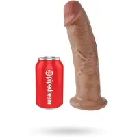 King Cock 10 - suuri dildon imukupilla (25 cm) - tumma luonnollinen sävy