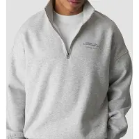 ICANIWILL Everyday 1/4 Zip Sweatshirt Print Light Grey Melange