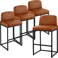 Vevor -baarituolisetti, 4 kpl, 68 cm:n korkuiset baarituolit, moderni PU-nahkainen baarituoli selkänojalla, metallijalat, helppo koota käsinojaton baarituoli, saarekkeen baarituoli keittiöön, ruokailut