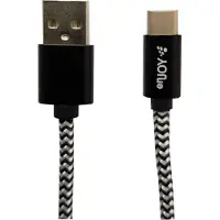 Enjoy punottu USB-C kaapeli 1.4m musta/valkoinen