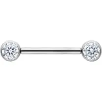 Wildcat Muse Barbell - nännikoru - 14,0 mm, Hopeinen metalli, Valkoinen