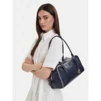 Ralph Lauren Leather Large Marcy Zip Satchel - Navy - ONE SIZE