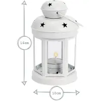 Semoic 5X Vintage Metal Hanging Candle Lanterns ,Tealight Holder,Candlestick for Wedding,Home,Birthday Parties Gift -White