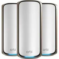 Netgear Orbi 970 Series -mesh WiFi -järjestelmä, Wi-Fi 7, Quad-band, 3 kpl, 10G WAN -portilla, harmaa