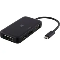 Deltaco – Sovitin USB-C - HDMI/DP/DVI/VGA, 4K, DP Alt Mode, musta (USBC-MULTI)