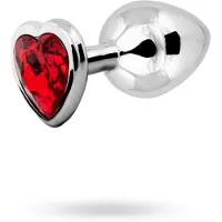 Sustainable Pleasure Loving Heart Butt Plug Silver/Red Medium