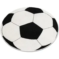 Rugsx Alfombra SILVER circulo PIŁKA Fútbol negro - blanco circulo 80 cm