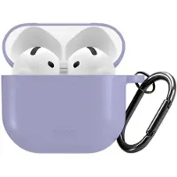 Puro AirPods 4/AirPods 5 Icon -silikonikotelo karabiinikiinnikkeellä - violetti