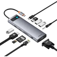 Baseus 11in1 Baseus StarJoy Metal Glam Series, USB-C to HDMI +VGA + 3 x USB 3.0 + USB 2.0+USB-C PD + RJ45 + SD/TF +3,5mm