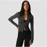 ICANIWILL Sculpt Seamless 2-Way Zip LS Stone Wash Black