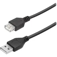 Vivanco Vivancon nopea USB-A uros- ja naaraskaapeli tiedonsiirtoon ja lataukseen, musta