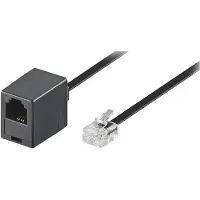 Goobay 3m RJ-11 kaapeli, 3 m, RJ-11 M, RJ-11 FM, Musta, urosliitin, naarasliitin