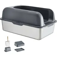 DUOKU Extra suuri kissanvessa - - Ruostumaton teräs - 60 x 40 x 30 cm - 6 tuumaa syvyys - Iso kissa