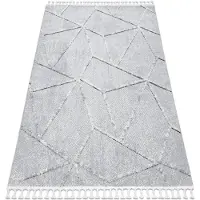 Rugsx Alfombra SEVILLA Z791C mosaico gris / blanco Franjas Bereber Marroquí Shaggy 240x330 cm