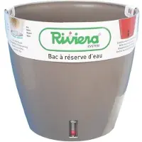 Riviera Itsesälyttävä Kukkaruukku Riviera Vedenvarjolla - Taupe Polypropeeni, Pyöreä Ø 36 x 33 cm