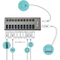 I-Tec U3CHARGEHUB10, Sisätila, AC, 1 m, Harmaa