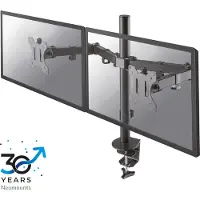 NeoMounts 10-32" x2 Monitor Desk Mount, näyttövarsi pöydälle kahdelle näytölle, musta