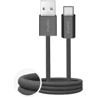 Puro Fabrik 2.0 10W USB-A - USB-C Braided Cable 1.5 m - Dark Green
