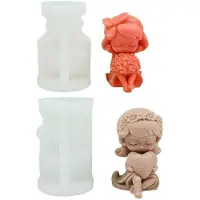 Semoic 2PCS 3D Rose Heart-Shape Girl Candle Silicone Mold DIY Rose Girl Handmade Scented Candle Gypsum Resin Mold