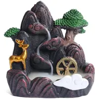 Semoic High Mountain Flowing Waterfall Backflow Incense Burner Home Fragrance Diffuser Incense Burner Decoration,B