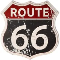Hobby Hall Route 66 -tiekyltti, retrometallia, seinäkoriste kotiin, autotalliin tai huoneeseen, 12x12