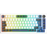 Deltaco GAMING – DK480 CH 75% Mechanical Gasket Keyboard, PBT keycaps, Pre-lubed hotswap switches,RGB,White (GAM-205-W-CH)