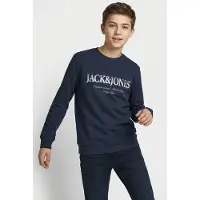 Jack & Jones Junior Collegepaita 'JJDevin Daytona' tummansininen / valkoinen