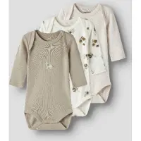 Name it Animal Print 3-pack Baby Bodys Jet Stream Jet Stream 74 cm Beige 74 cm Pojat, Tytöt