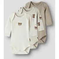 Name it Nbnbody 3P Ls Pumice Bear Noos - Cream - 56