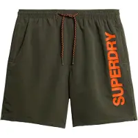 Superdry for man. M3010236A Recycled material swimming costume with green sports graphics (S), Beachwear, Sustainable, Recycled polyester
