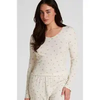 Hunkemoller Pyjamapaita 'Daisy' sininen / pastellinsininen / oliivi / villanvalkoinen
