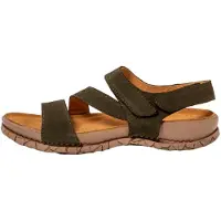 El naturalista unisex. 258601222005_0G3 Leather sandals N5860 Tabernas green (45), Flat, Velcro, Casual