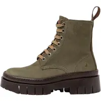 Art for woman. 119531222003_0G3 1953 Amberes green leather ankle boots (36), Flat, Laces, Casual