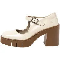 Art for woman. 1198411KH003_082 Off-white leather shoes 1984 (40), Gold, 8 to 10 cm, Buckle, Classic