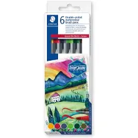 Staedtler 3001 C6-1, Hienojakoinen, 6 väriä, Pyöreä kärki ja sivellinkärki, 0,5 mm, 6 mm, Pyöreä