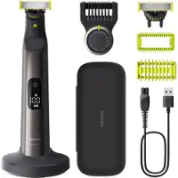 Philips OneBlade Pro 360 QP6652/61 Face + Body, Sisäänrakennettu näyttö, Pestävä, Akku, Kromi