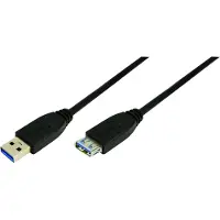 Logilink CU0041 USB 3.0 uros-USB naaras Jatkokaapeli - 1m - Musta
