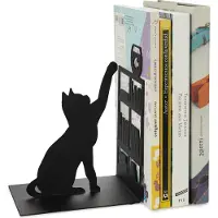 Adlibris Bookend Fishing Cat Black Metallia Balvi